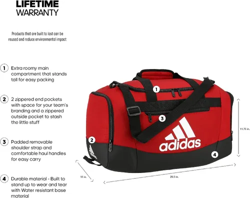 Vista 2 de adidas Defender 4 - Bolsa de lona pequeña, Rojo, talla única
