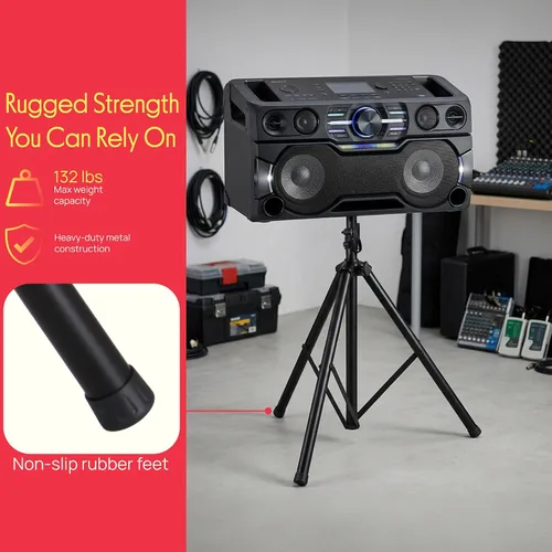 Vista 5 de Pyle Soporte universal para altavoz con montaje de trípode de alta resistencia y altura ajustable de 40" a 71", inserto compatible de 35mm