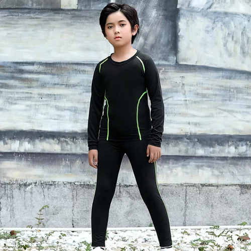Vista 3 de Pantalones de compresión atléticos y camisas de compresión para niños y niñas