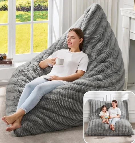 Vista 20 de Hobestluk Adult Bean Bag Chair 3 in 1 Convertible Large Bean Bag Sofa Ash Grey