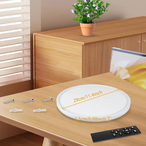 Vista 6 de Lámpara de techo de montaje empotrado de 12 pulgadas con control remoto y luces nocturnas, lámpara de techo LED regulable de 2700 K-6500 K, moderna