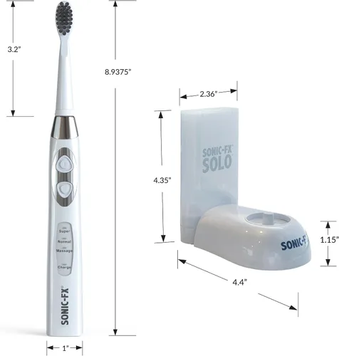 Vista 6 de Sonic-FX Cepillo de dientes eléctrico Solo con 10 cabezales de cepillo + 1 cerdas interdentales, de carbón, recargable, base