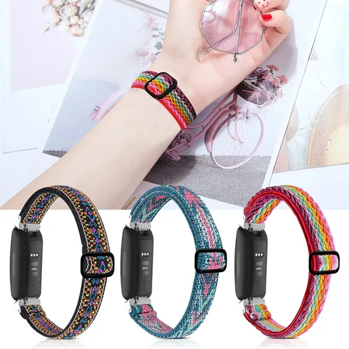 Vista 4 de Bandas elásticas compatibles con Fitbit Inspire 2 / Inspire HR/Inspire, correa de nailon elástico suave ajustable Solo Loop Correa de repuesto