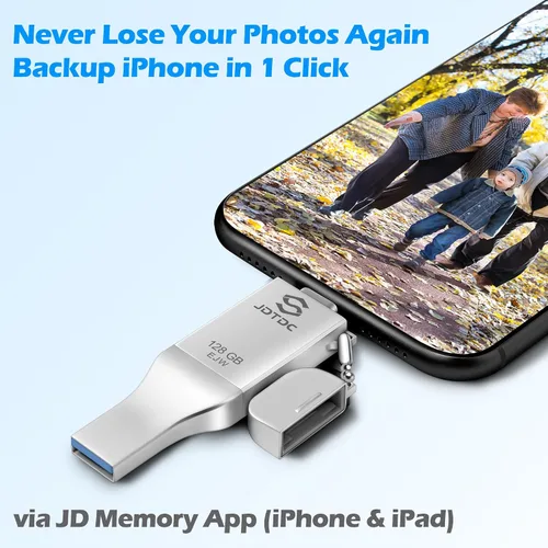 Vista 2 de Palo de fotos genuino de 128 GB con certificación MFi de Apple para iPhone 17/16/15/14-3 en 1 USB C Flash Drive y Memory Stick - Almacenamiento