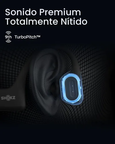 Vista 5 de SHOKZ OpenRun Pro Mini- Auriculares de conducción ósea con Bluetooth, auriculares deportivos inalámbricos de oreja abierta para correr y entrenar