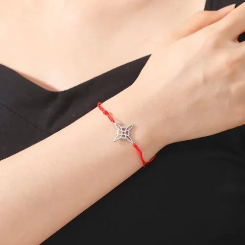 Vista 2 de LIKGREAT Pulsera de nudo de brujas, pulsera de nudo celta irlandés, pulsera de nudo de bruja, hecha a mano, pulsera de cuerda de cera trenzada