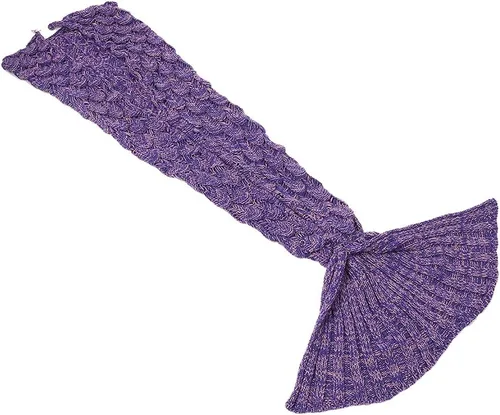 Vista 5 de AmyHomie Manta de cola de sirena, manta suave para niños, saco de dormir de sirena de ganchillo, regalo de sirena para niñas