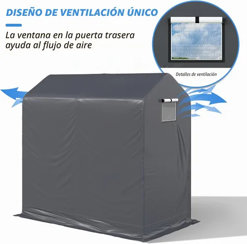 Vista 5 de Cobertizo de almacenamiento al aire libre de 6 x 3 pies, refugio de almacenamiento portátil resistente con puerta enrollable con cremallera