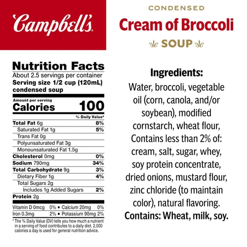 Vista 2 de Campbell's - Sopa condensada de crema de brócoli, lata de 10.5 onzas