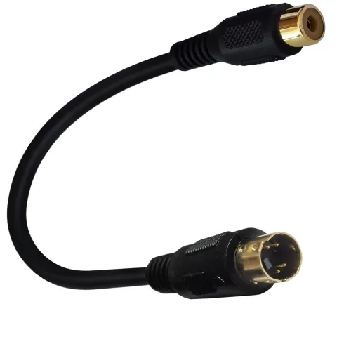 Vista 2 de Cable S-Video a RCA chapado en oro compuesto RCA hembra a 4 pines Mini DIN Terminal macho AV estéreo Cable de conversión de audio S-Video -2PCS 15CM