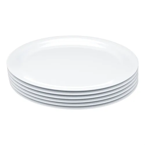 Vista 2 de Amazon Basics Plato de melamina (plástico), juego de 6 piezas, 9 pulgadas, blanco