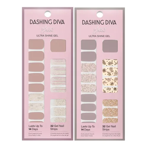 Vista 7 de Dashing Diva Paquete de tiras de uñas brillantes, la colección más vendida, Lavender Dreams & After Glow - Sin rayos UV, resistentes al