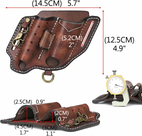 Vista 5 de Funda multiherramienta de cuero para cinturón compacto EDC bolsa de bolsillo 5 en 1 organizador