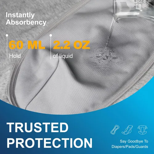 Vista 2 de Calzoncillos tipo bóxer para incontinencia para hombre, lavable, a prueba de fugas, absorbente, protección contra fugas urinarias, paquete de 3 3
