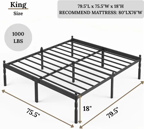 Vista 51 de 12 Inch Heavy Duty Black Metal Platform Bed Frame with Mattress Support, Twin Platform Bed Frame with Under Bed Storage, No Box Spring Needed, Easy