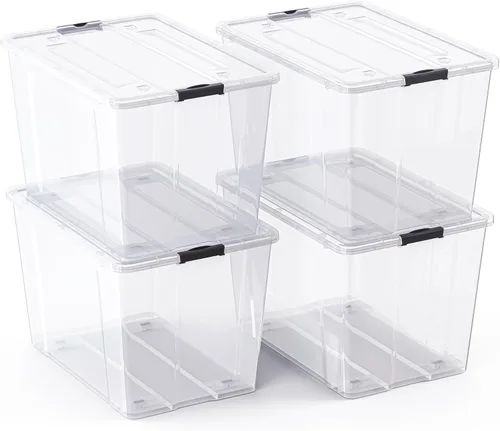 Vista 10 de Lifetime Appliance Parts paquete de 6 contenedores organizadores de almacenamiento de plástico de 34 cuartos de galón con tapa ultra duradera