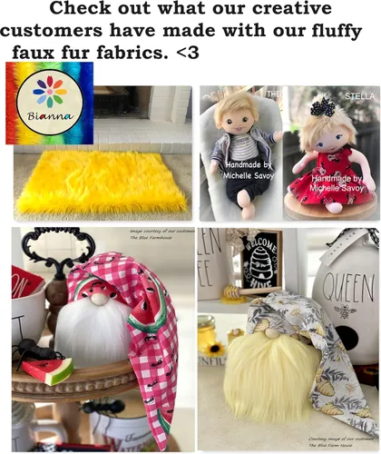 Vista 5 de Bianna Creations Cuadrados de tela de piel lanuda sintética, ultra suave de lujo para manualidades, costura, accesorios, disfraces y decoración
