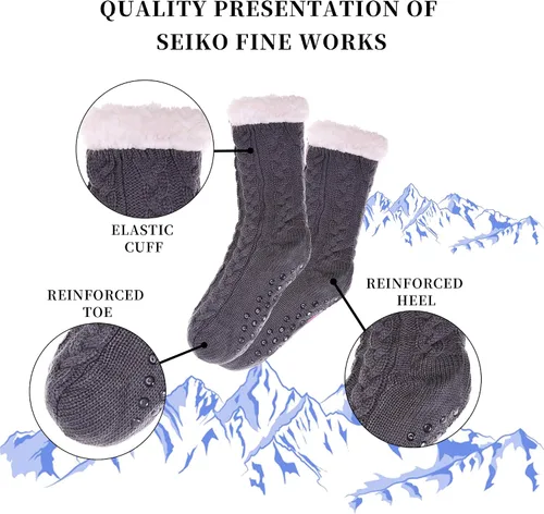 Vista 6 de SDBING - Pantuflas para mujer de invierno, súper suaves, cálidas, acogedoras, con forro polar y agarres