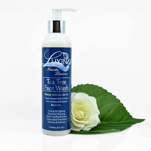 Vista 4 de Luxiny Tea Tree Face Wash un limpiador de ácido salicílico natural de 8 onzas, un exfoliante BHA y limpiador facial calmante de aloe, uso como