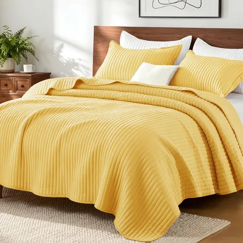 Vista 13 de Exclusivo Mezcla Juego de ropa de cama de edredón acolchado a rayas beige