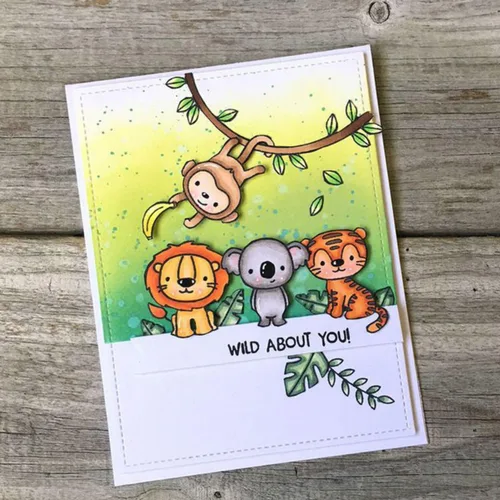 Vista 2 de Juego de sellos y troqueles de animales para hacer tarjetas, sellos transparentes y troqueles de corte de metal para álbumes de recortes