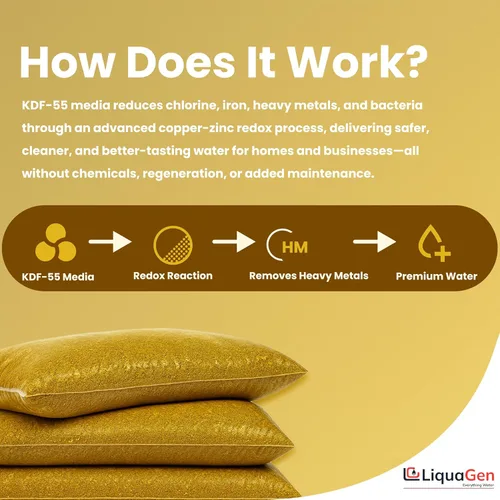 Vista 2 de LiquaGen KDF 55 Medios de filtro de zinc de cobre – Gránulos reciclables de 1 libra para eliminación de cloro, hierro, metales pesados y bacterias