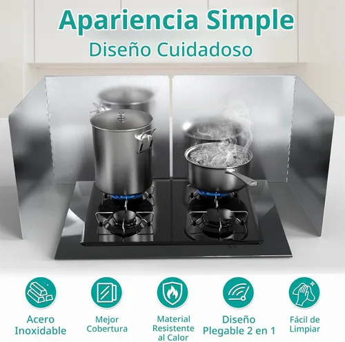 Vista 5 de Protector contra salpicaduras de cocina de 16 x 12 pulgadas, 2 unidades, panel plegable de acero inoxidable con protección de bordes, aislamiento