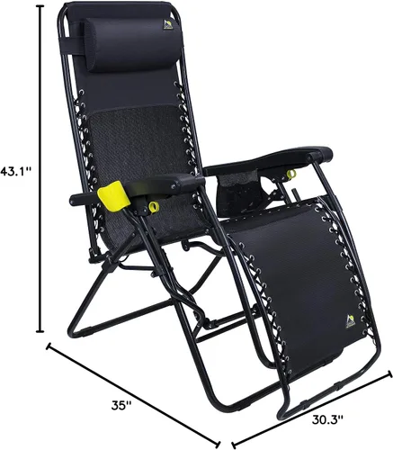 Vista 3 de GCI Outdoor Freeform Zero Gravity - Silla de campamento regular, color negro
