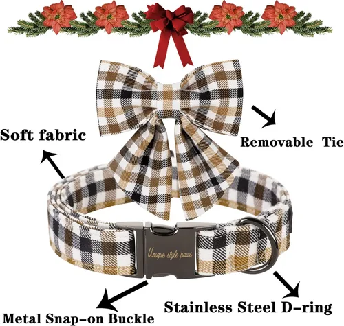 Vista 113 de Unique style paws - Collar para perros con corbatín, collar ajustable para perros y gatos, pequeño, mediano y grande