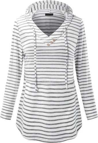 Vista 2 de QUINEE sudadera con capucha para mujer de manga larga a cuadros, bloque