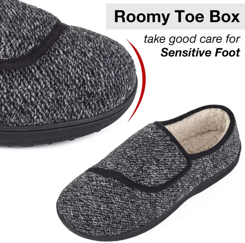 Vista 3 de LongBay Pantuflas de casa para diabéticos para hombre, de espuma viscoelástica, cómodas, extra anchas y antideslizantes