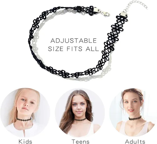 Vista 6 de Prohouse Black Womens Chokers Gothic Collar Lace Velvet Chocker Pendant Necklaces Set for Teen Women Girls
