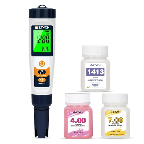 Vista 7 de Probador digital de sal de cloro para piscina, medidor de salinidad de pH para agua de piscina, probador de pH de cloro salino, probador de pH 7