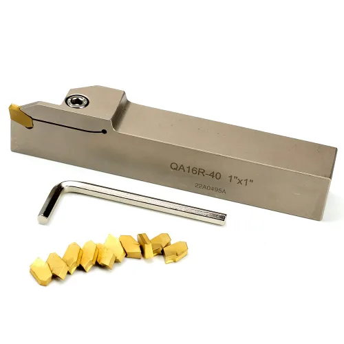 Vista 8 de OSCARBIDE Soporte de corte de separación de torno indexable de alta resistencia con 10 piezas de insertos de carburo GTN-4 (QC1404) QA16R-40