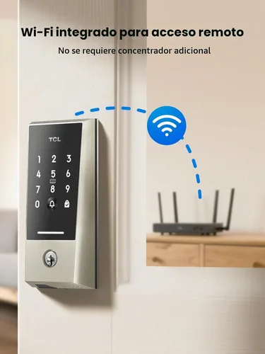 Vista 2 de TCL Cerradura inteligente D2, cerradura de puerta de entrada sin llave con control de aplicación, códigos de acceso, llaves mecánicas y códigos