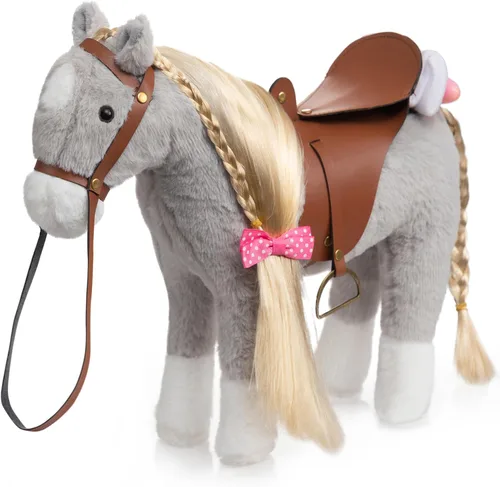 Vista 11 de HollyHOME Caballo Palomino de Peluche Animal Bonito Poni Juguete de Peluche Juego de Simulación Caballo 11 pulgadas Beige