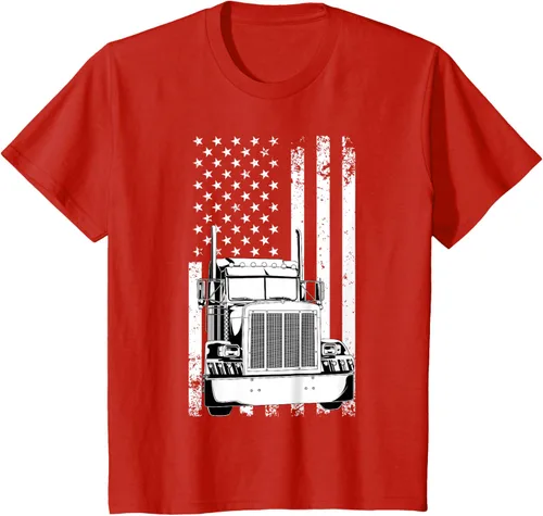Vista 49 de Camión conductor bandera americana camionero vintage hombres mujeres regalo camiseta