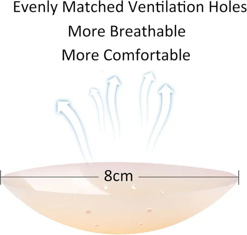 Vista 4 de Cubierta de pezón de silicona para mujer, reutilizable, brasier adhesivo, invisible, con orificios de ventilación, 2 pares con caja de viaje