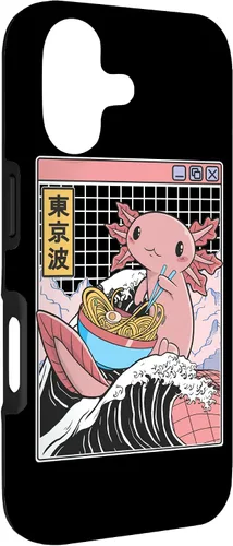 Vista 3 de Axolotl Eating Ramen Kanagawa Wave Kawaii Anime Vaporwave Case for iPhone 17
