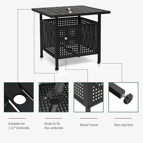 Vista 5 de VINGLI Mesa auxiliar para exteriores con sombrilla de patio de 7.5 pies, mesa de patio pequeña con agujero para sombrilla de 1.57 pulgadas, altura