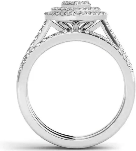 Vista 5 de iLH Clearance Hollow Carving Diamond Rings,Women Fashion Luxury Zircon Rings Engagement Wedding Rings Jewelry Gift by ZYooh