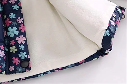 Vista 6 de Miss Bei Abrigo de niña resistente al agua con capucha para niños pequeños parka con estampado de flores abrigo de algodón cálido con capucha