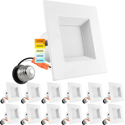 Vista 9 de LUXRITE Luces LED empotrables cuadradas de 4 pulgadas, 750 lúmenes