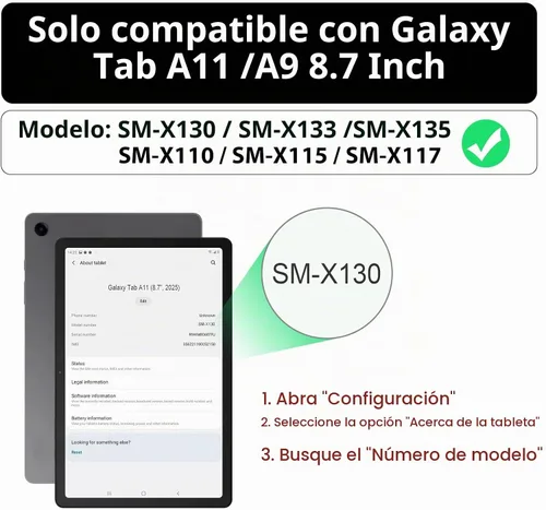 Vista 2 de SEYMAC Funda protectora resistente a prueba de golpes para Samsung Galaxy Tab A9 de 8.7 pulgadas 2023 (SM-X110/X115/X117), resistente a prueba
