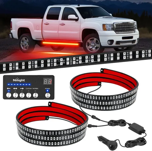 Vista 30 de Nilight 2 piezas de 24 pulgadas de tira de luces estroboscópicas para parrilla de camiones, 384 LED, luz de emergencia ámbar, flexible, intermitente