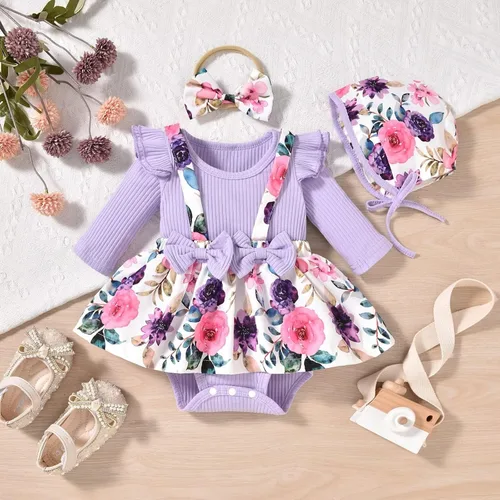 Vista 26 de Unutiylo Ropa de bebé recién nacida prematura con tirantes, traje de otoño e invierno, traje de manga larga con volantes