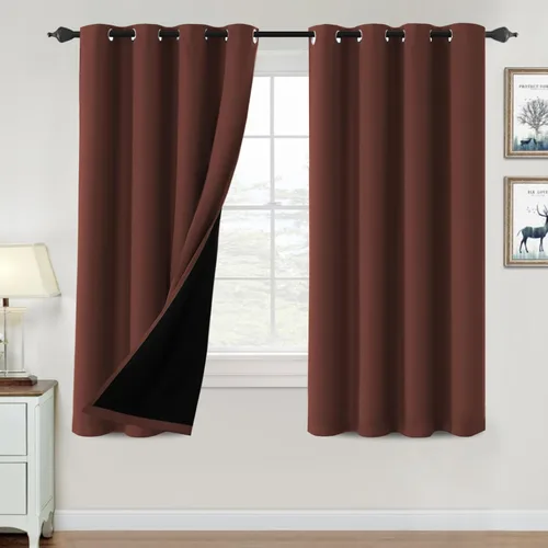Vista 52 de H.VERSAILTEX Cortinas 100% de opacidad para dormitorio, con aislamiento térmico, cortinas opacas de 63 pulgadas de largo, cortinas de bloqueo