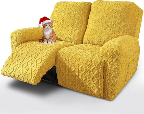 Vista 14 de vctops 6 Piezas Fundas de Sofá Reclinable Loveseat de Felpa con Jacquard Geométrico Suaves Peludas Esponjosas Protector de Muebles Antideslizante