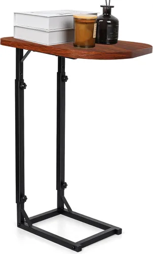Vista 9 de Mesa auxiliar ajustable en forma de C de alta calidad para sofá, mini mesas auxiliares para sofá, mesa de centro pequeña con marco de metal, hermoso