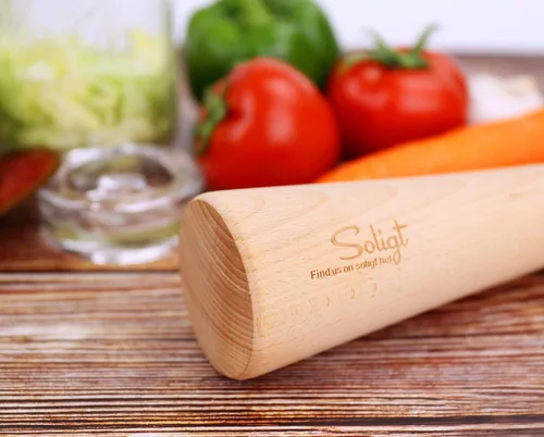 Vista 7 de SOLIGT Machadora de chucrut de 12" para tarros Mason, fermentación de vegetales - Una pieza de madera maciza